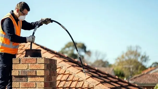 Relining a furnace flue from the roof in Maplewood
