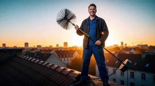 Chimney technician on a North St. Paul rooftop